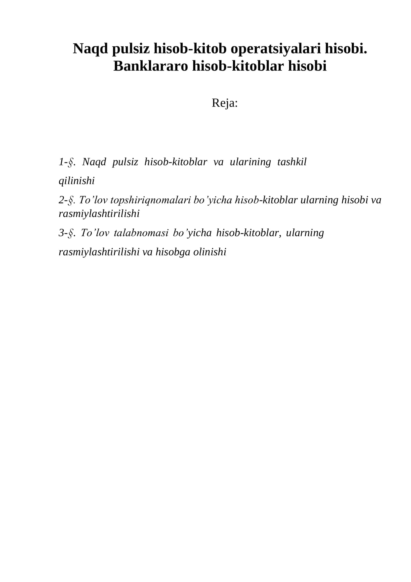 Naqd pulsiz hisob-kitob operatsiyalari hisobi 1