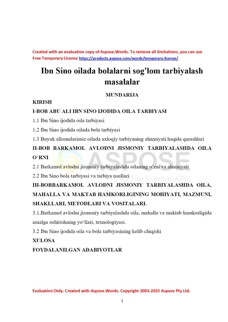Ibn Sino oilada bolalarni sog'lom tarbiyalash masalalari 1
