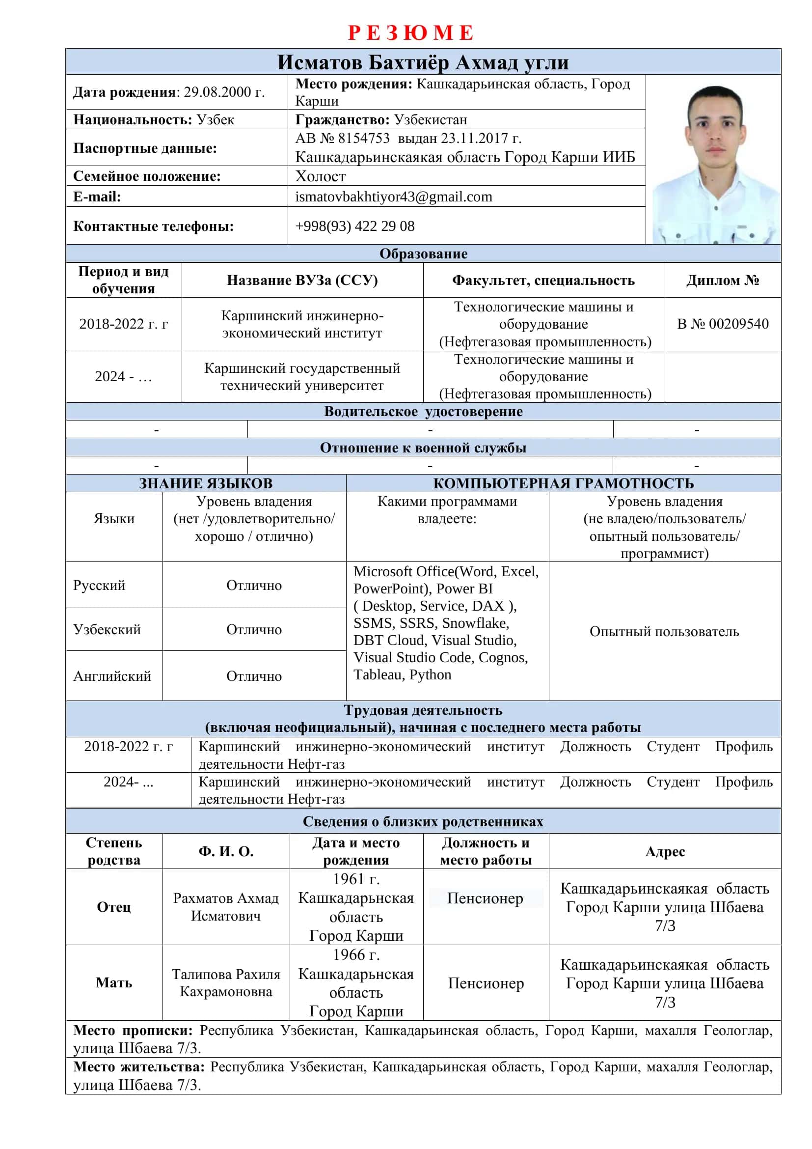 Резюме 1