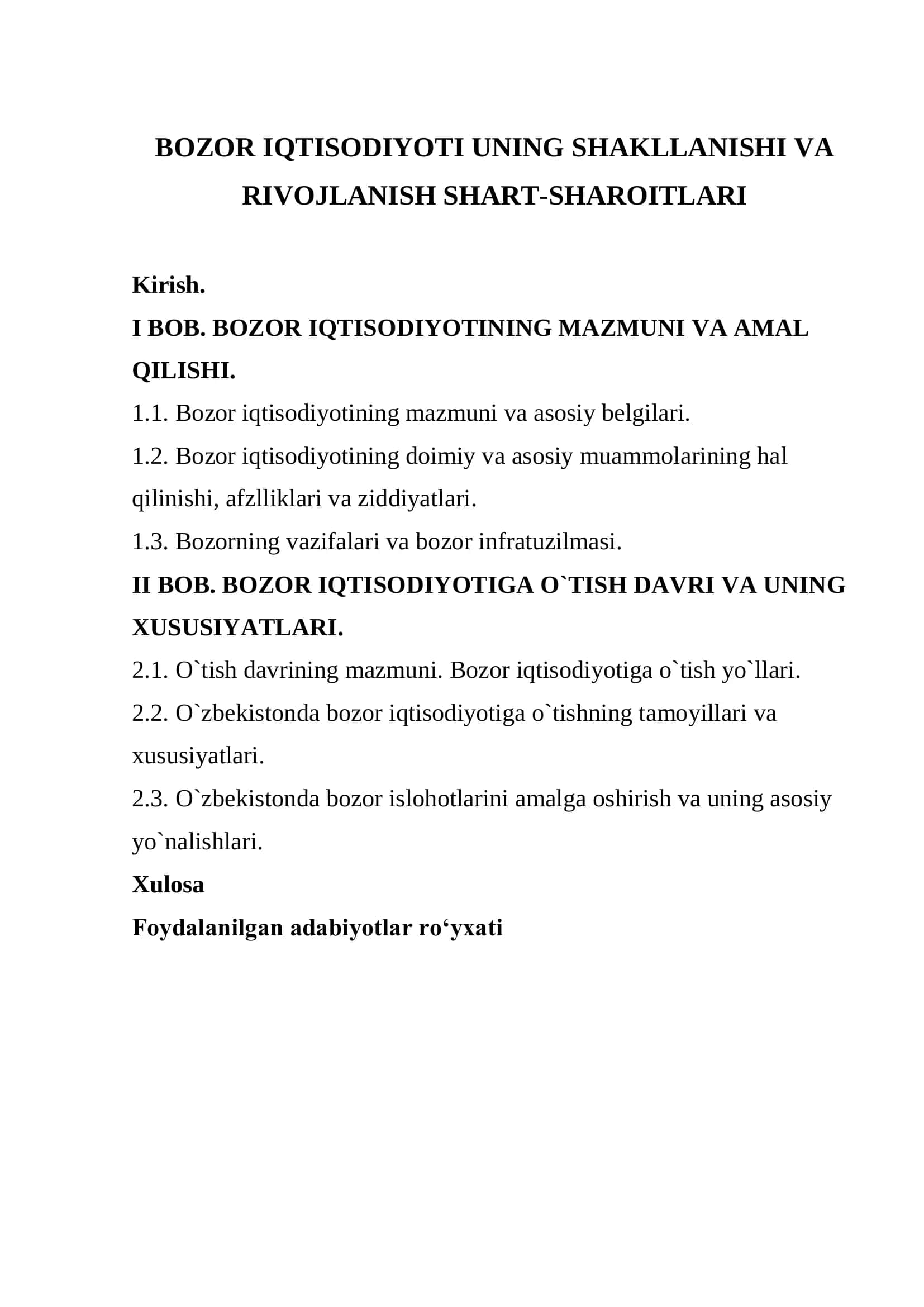 BOZOR IQTISODIYOTI UNING SHAKLLANISHI VA RIVOJLANISH SHART-SHAROITLARI 1