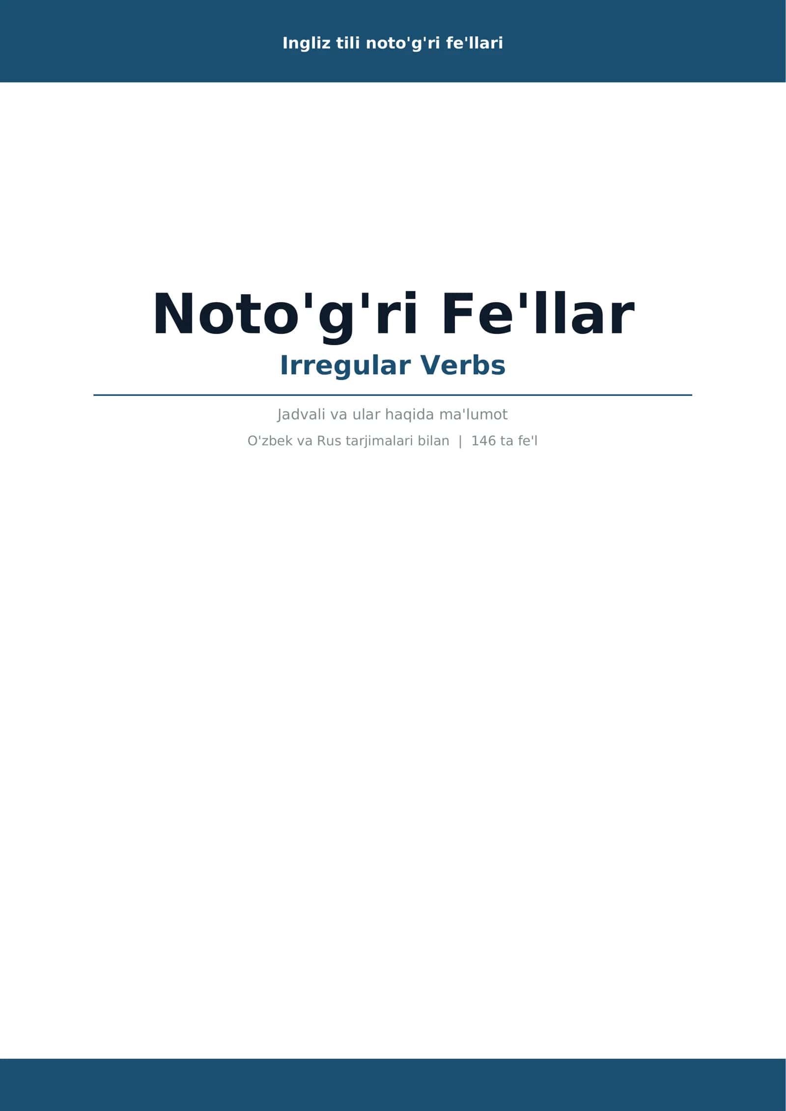 Noto'g'ri fe'llar jadvali 1