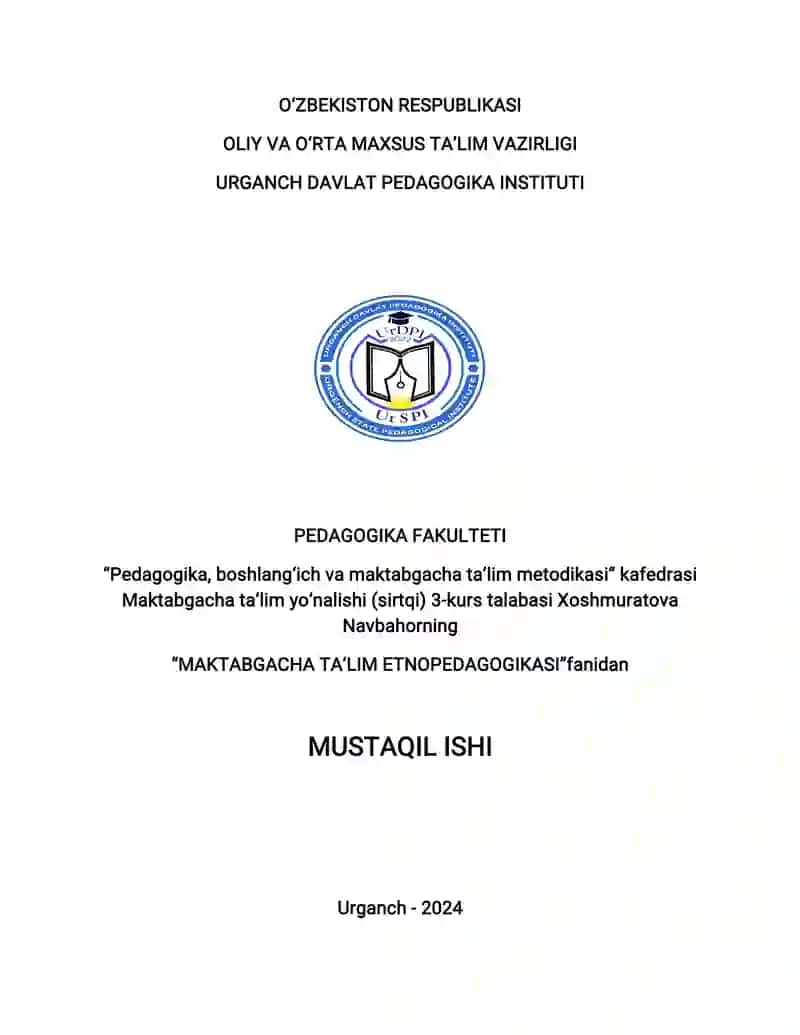 Maktabgacha Ta'lim Etnopedagogikasi