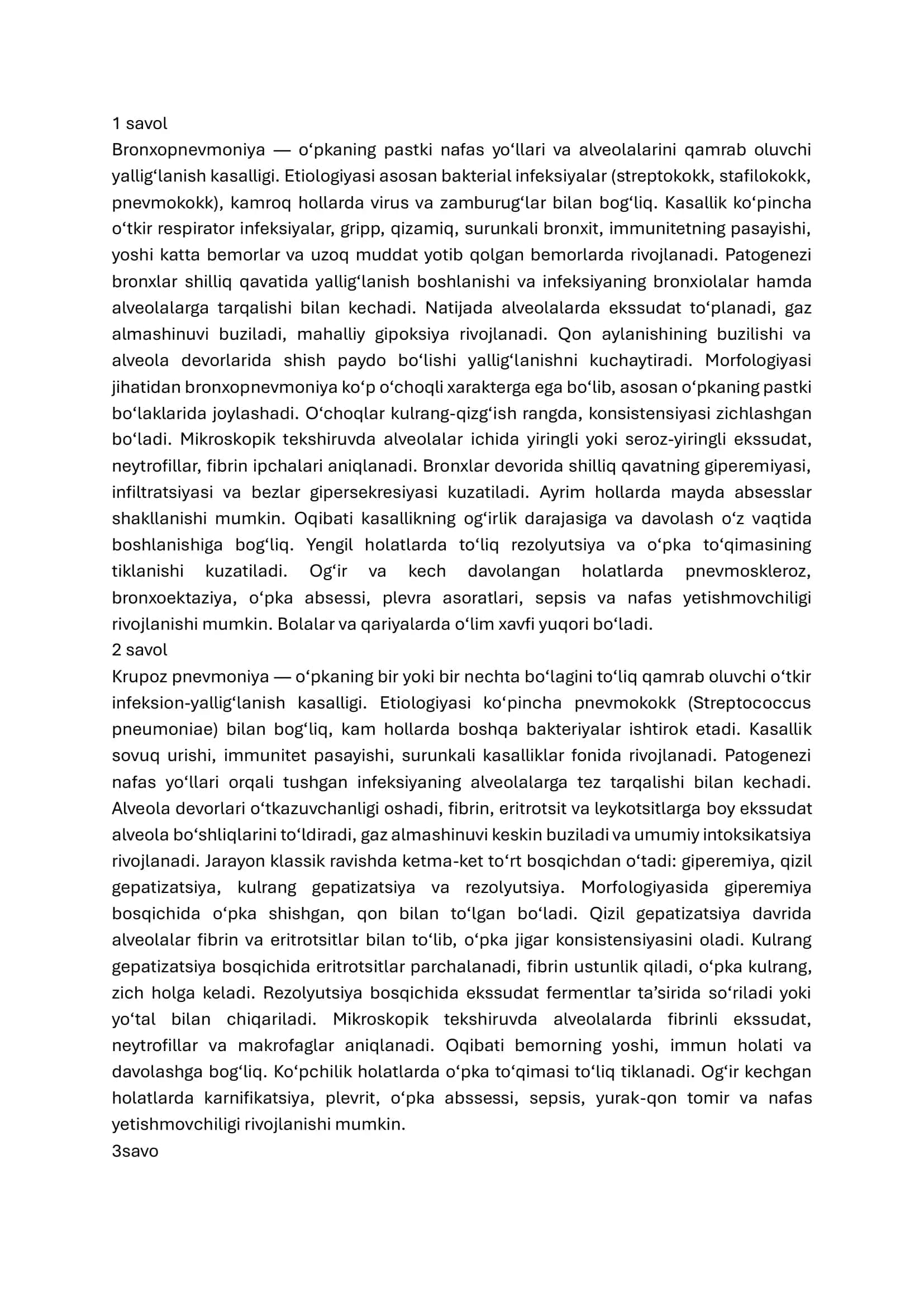 Patalogik Anatomiya fanidan 5 smestr oraliq nazorat savollariga tòlliq javoblar 1
