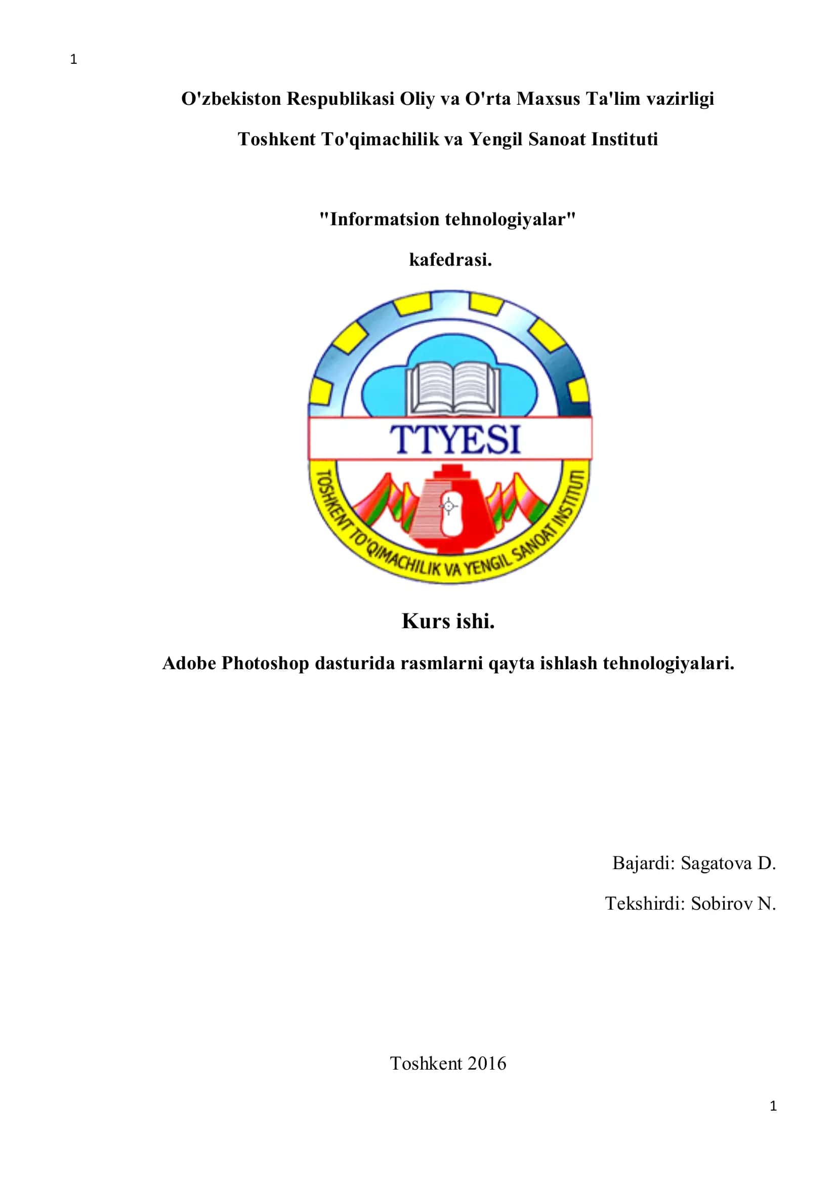 Adobe Photoshop dasturida rasmlarni qayta ishlash tehnologiyalari 1