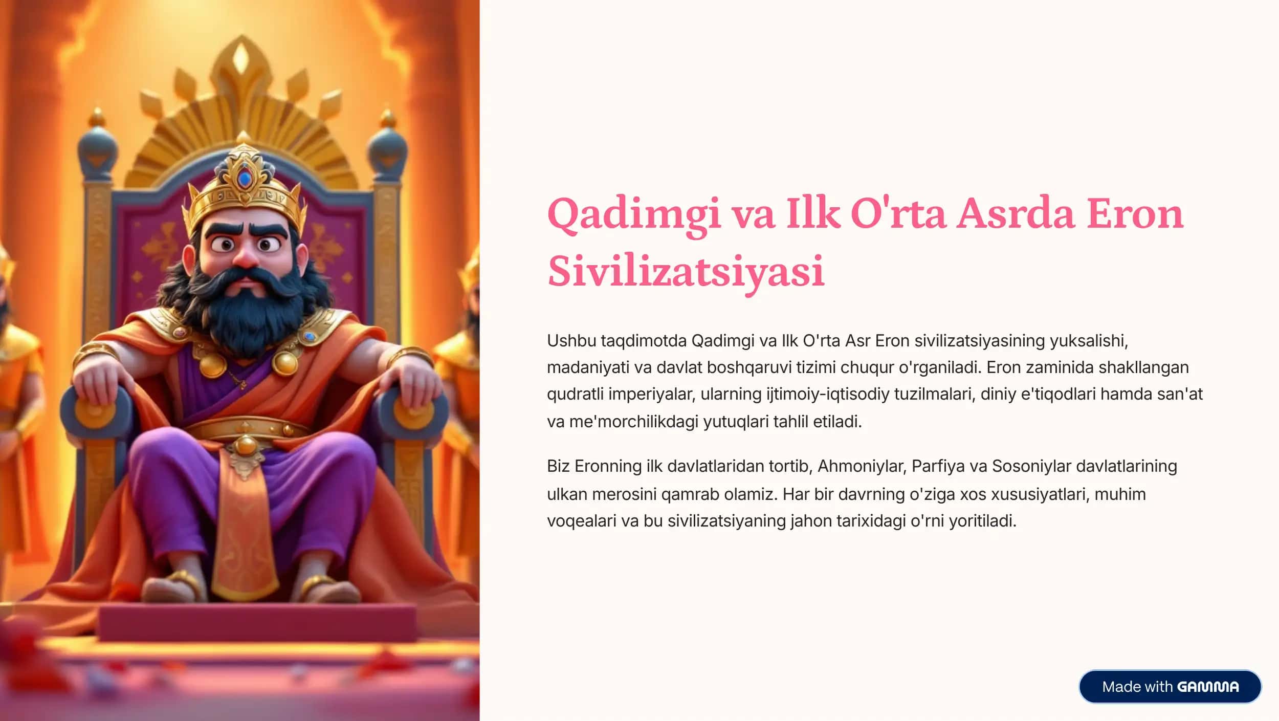 Qadimgi va Ilk O'rta Asrda Eron Sivilizatsiyasi 1