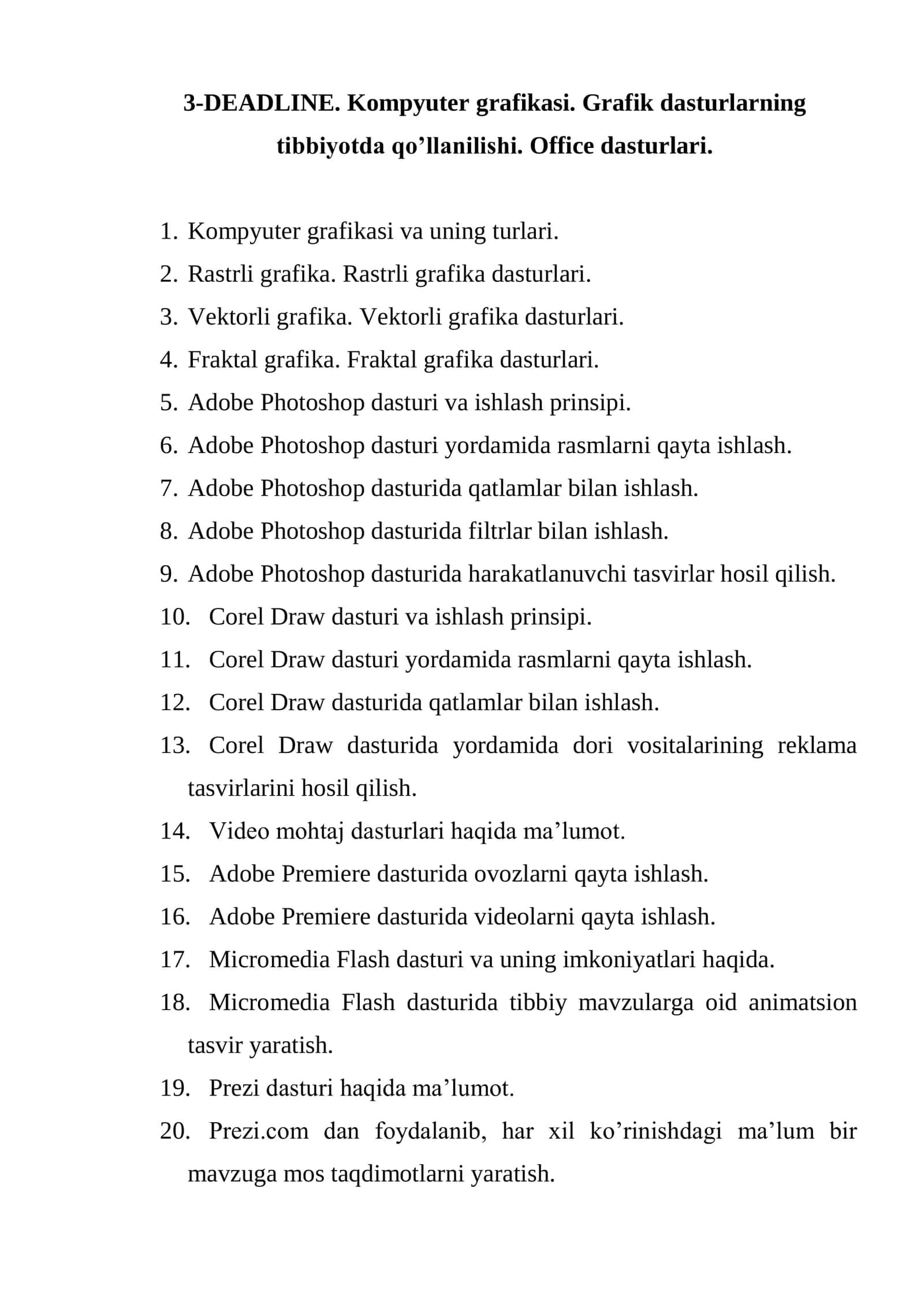 Kompyuter grafikasi darslari 1