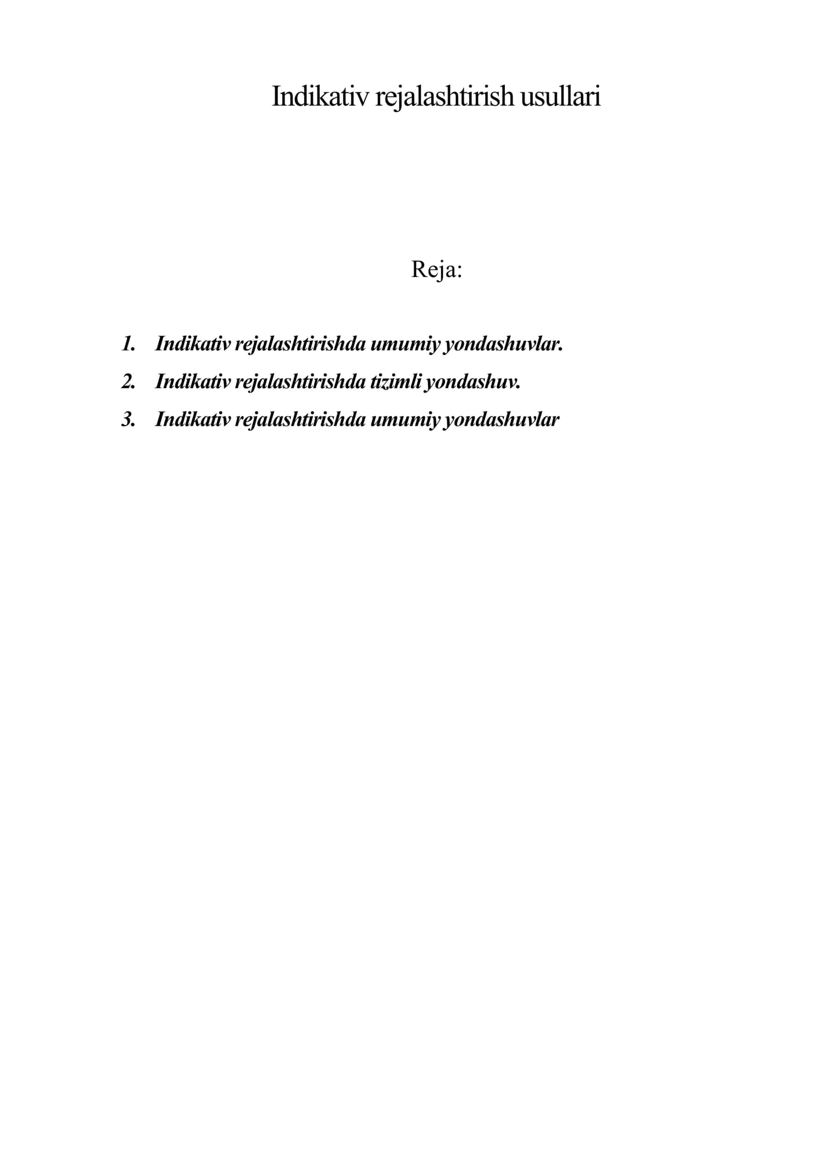 Indikativ rejalashtirish usullari 1