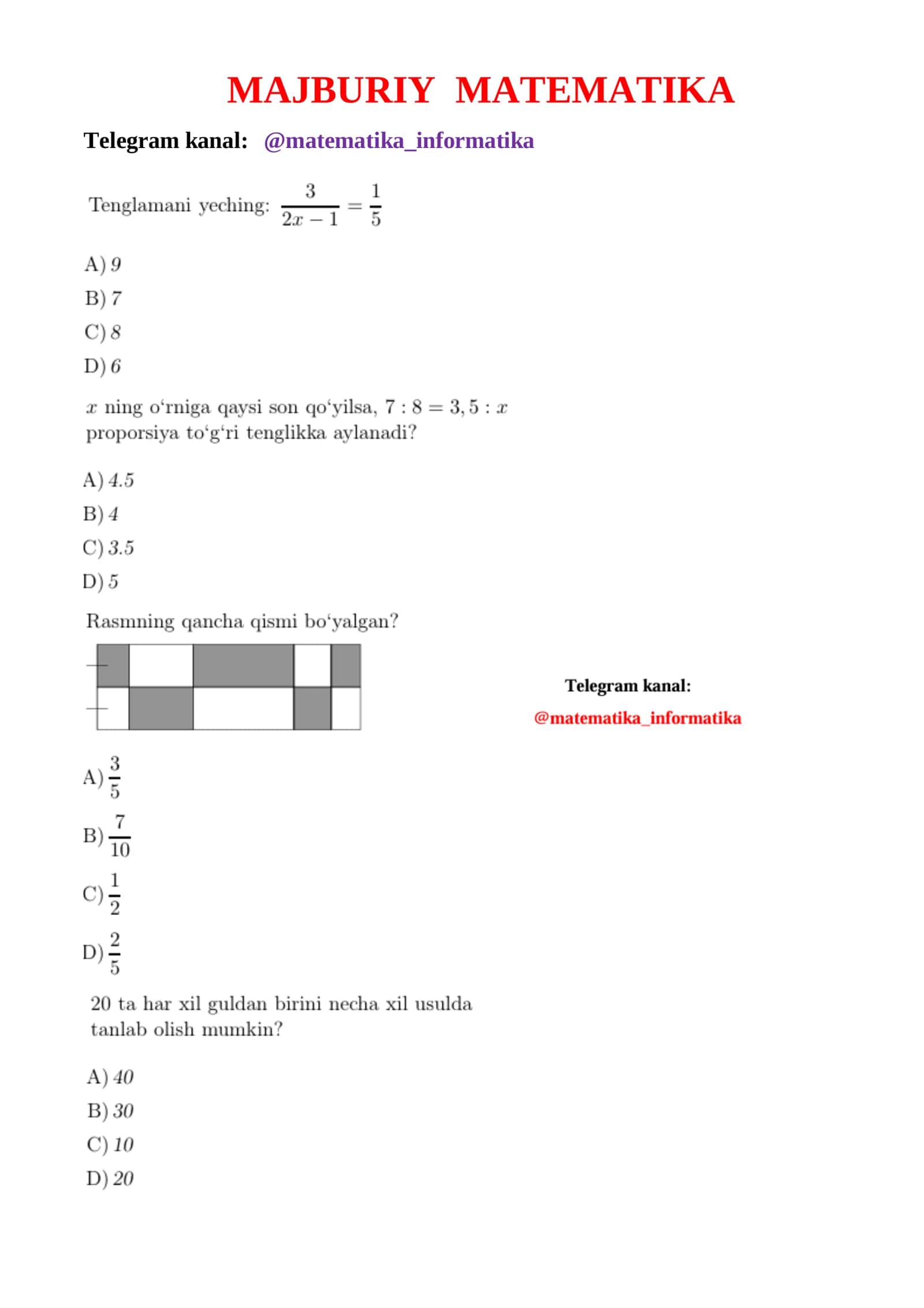 MAJBURIY MATEMATIKA 1