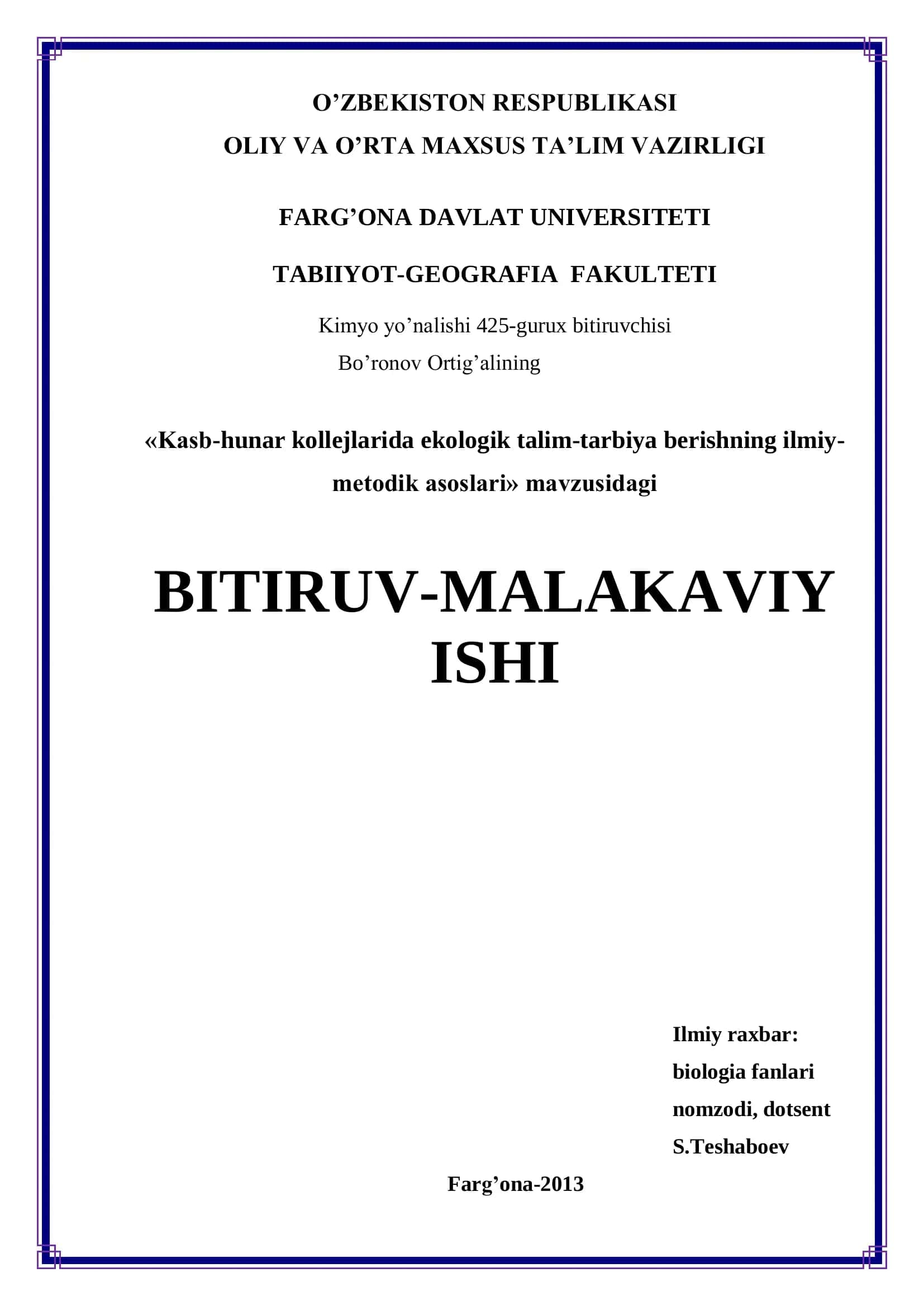 Kasb-hunar kollejlarida ekologik talim-tarbiya berishning ilmiy-metodik asoslari 1
