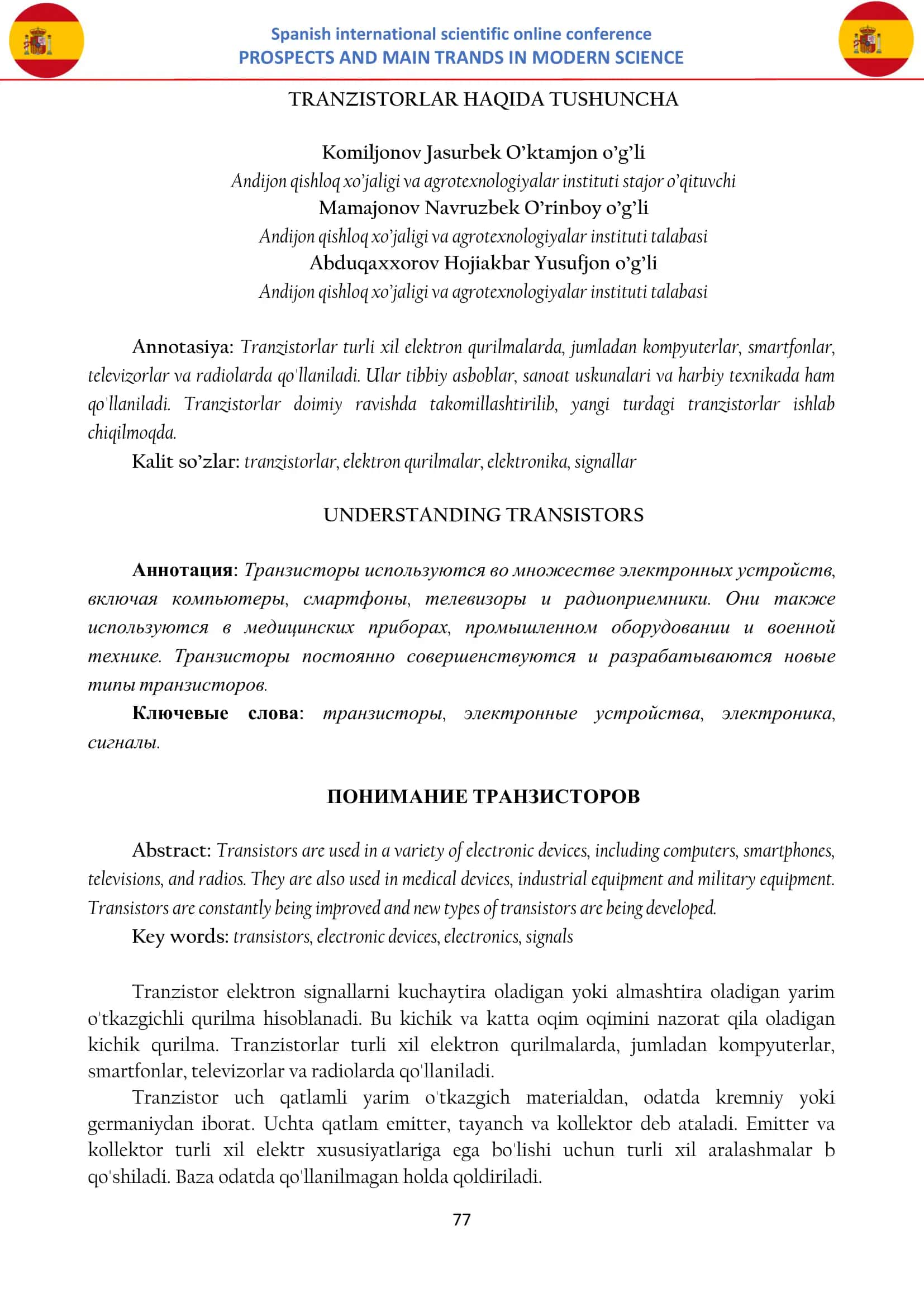 TRANZISTORLAR HAQIDA TUSHUNCHA 1