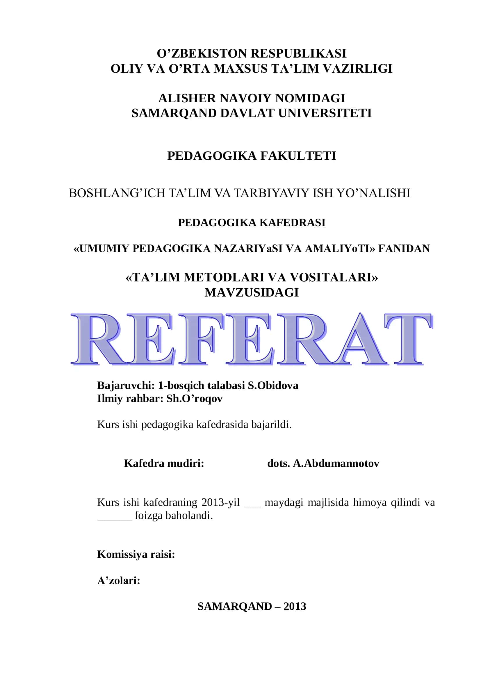 Ta'lim Metodlari va Vositalari 1