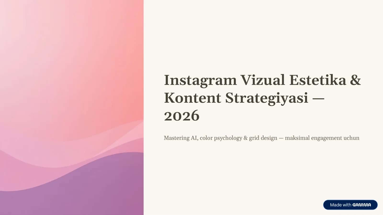 Instagram Vizual Estetika & Kontent Strategiyasi 1