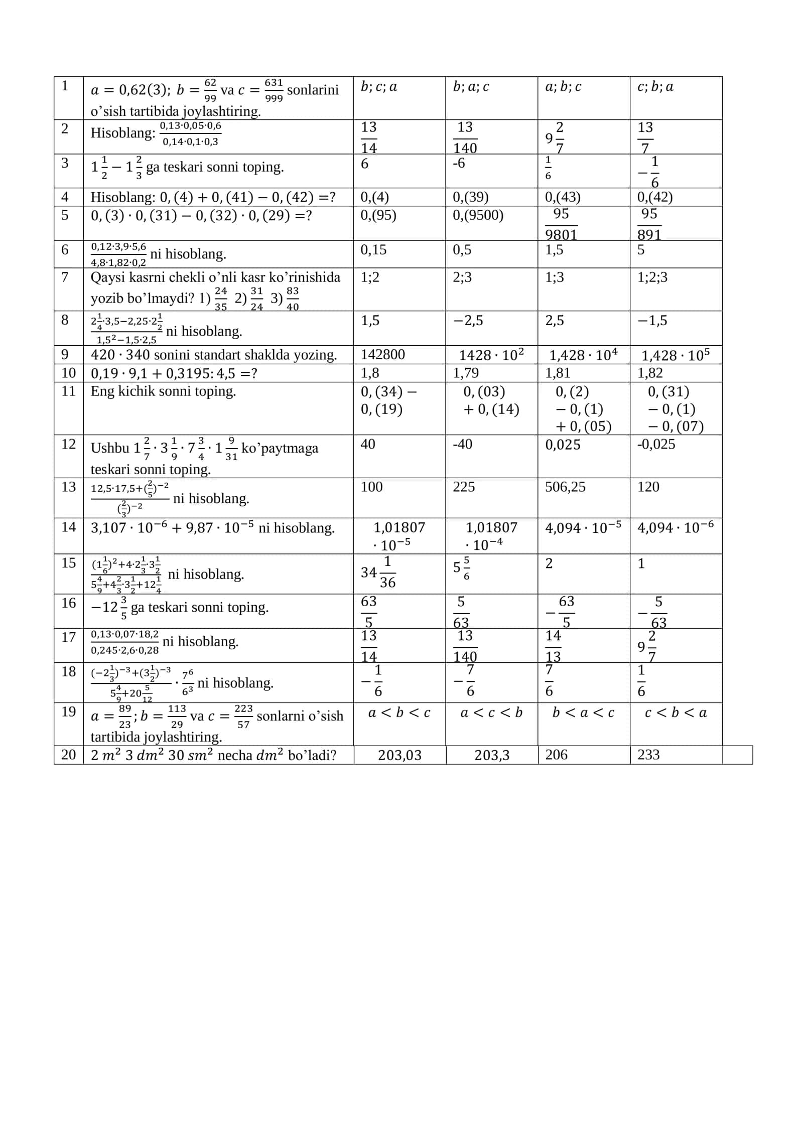 Ushbu 1 2 7 ∙3 1 9 ∙7 3 4 ∙1 9 31 ko’paytmaga teskari sonni toping 1