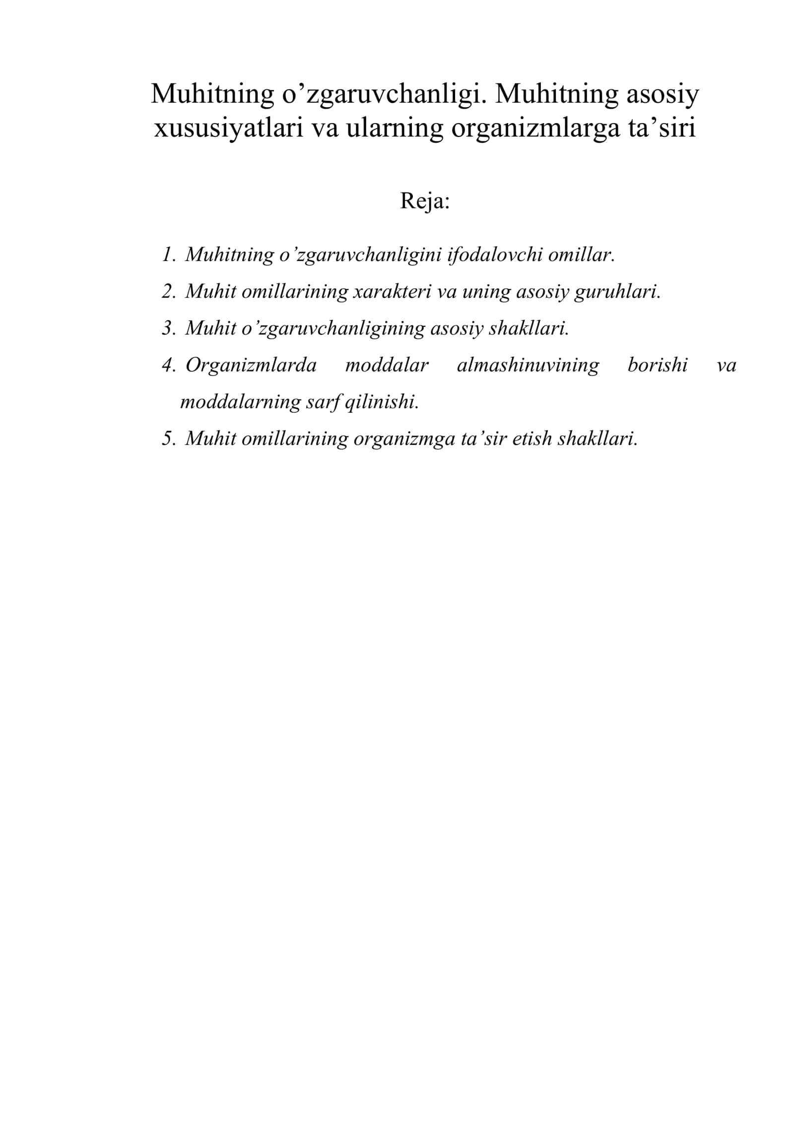 Muhitning o’zgaruvchanligi 1