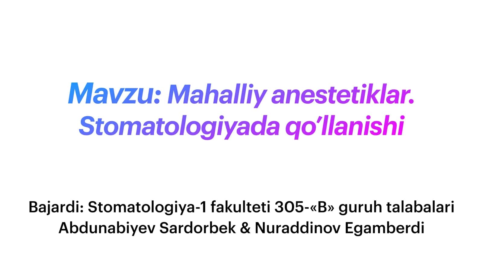 Mahalliy anestetiklar 1