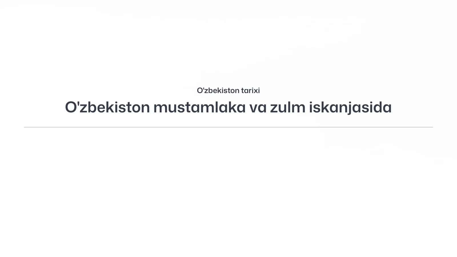 O'zbekiston mustamlaka va zulm iskanjasida 1