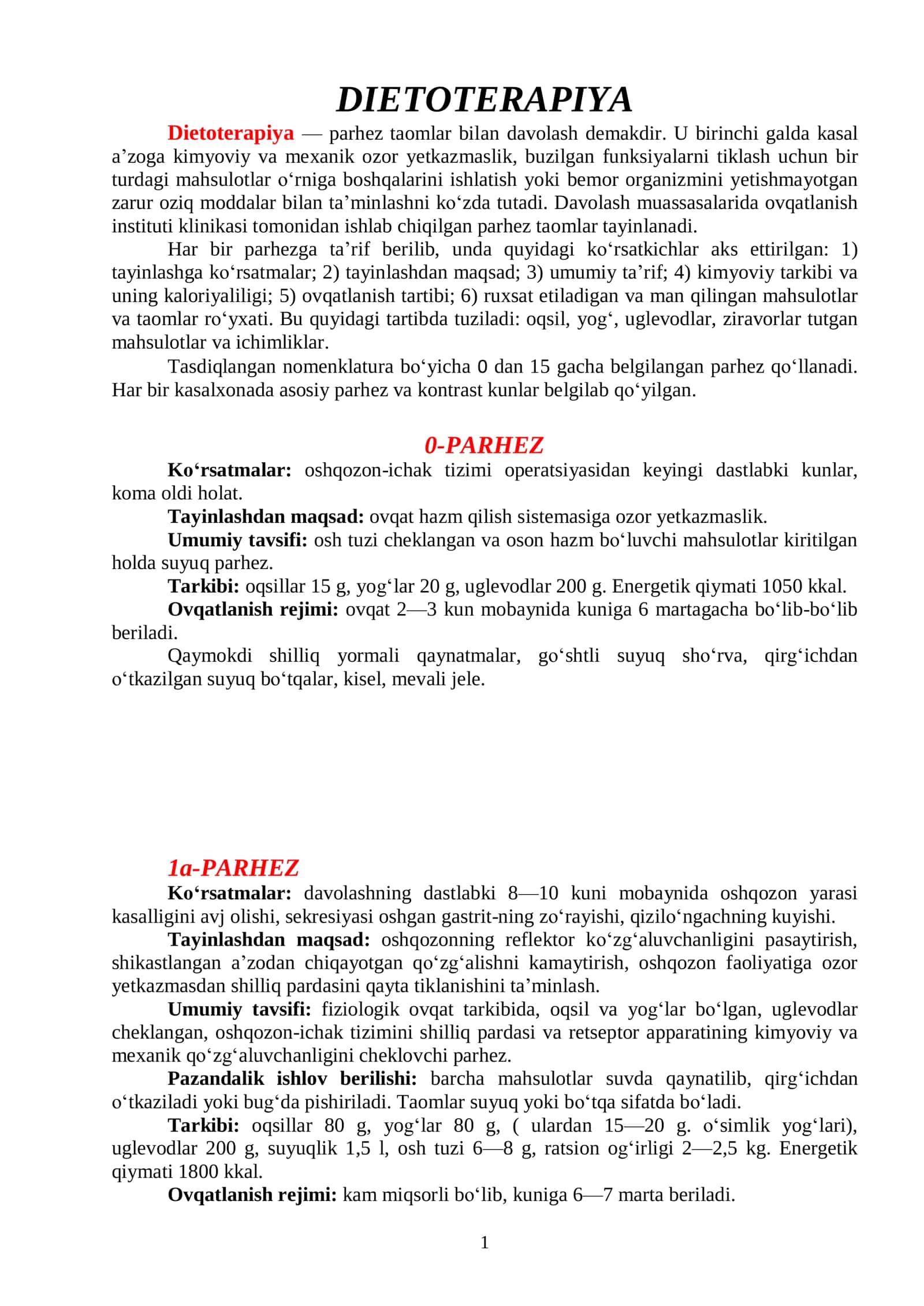 PARHEZ STOLLARI. DIETOTERAPIYA 1