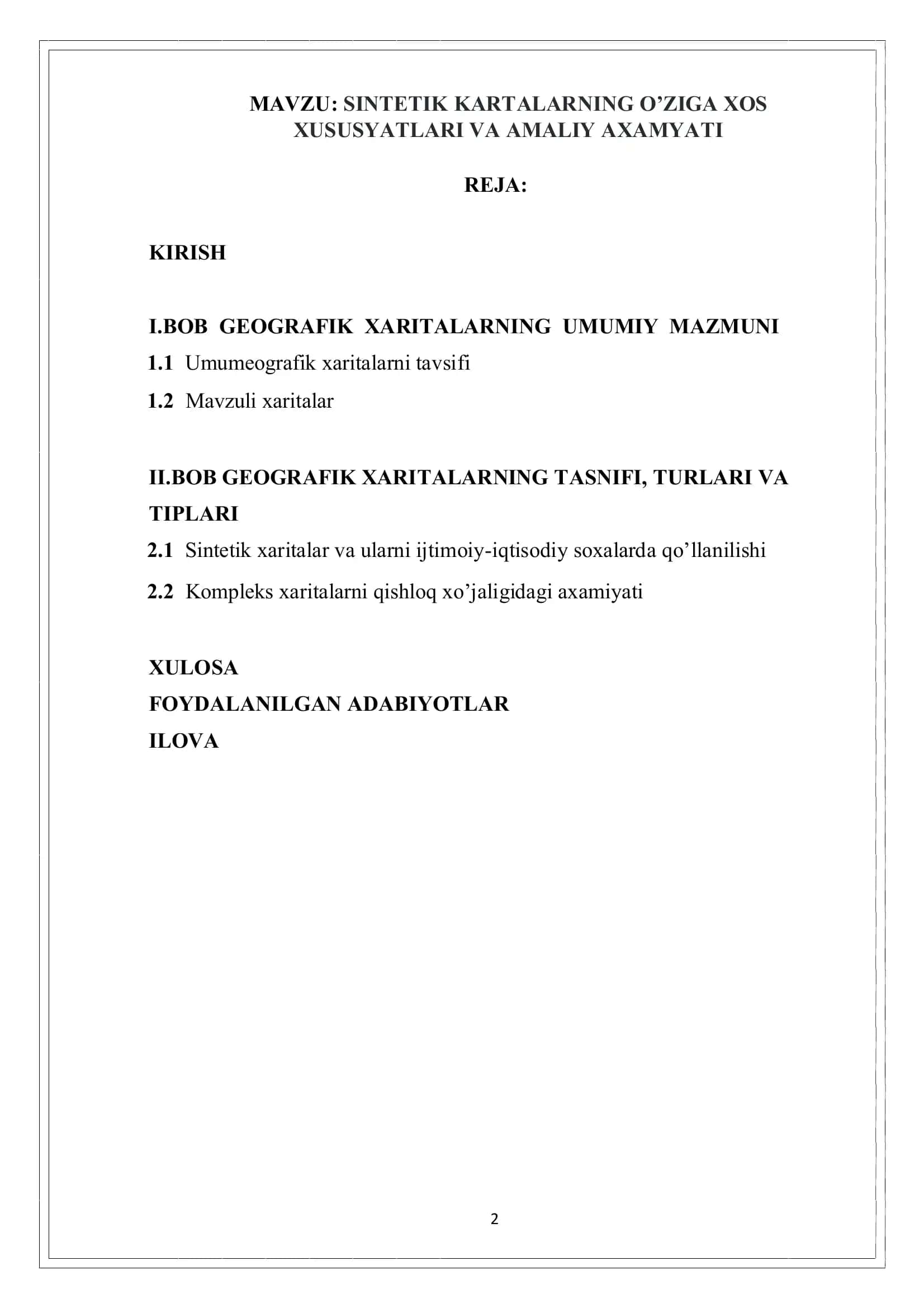 SINTETIK KARTALARNING O’ZIGA XOS XUSUSYATLARI VA AMALIY AXAMYATI 1