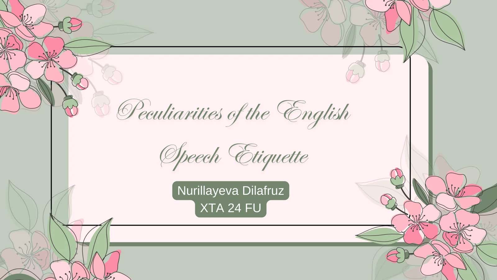 English Speech Etiquette 1