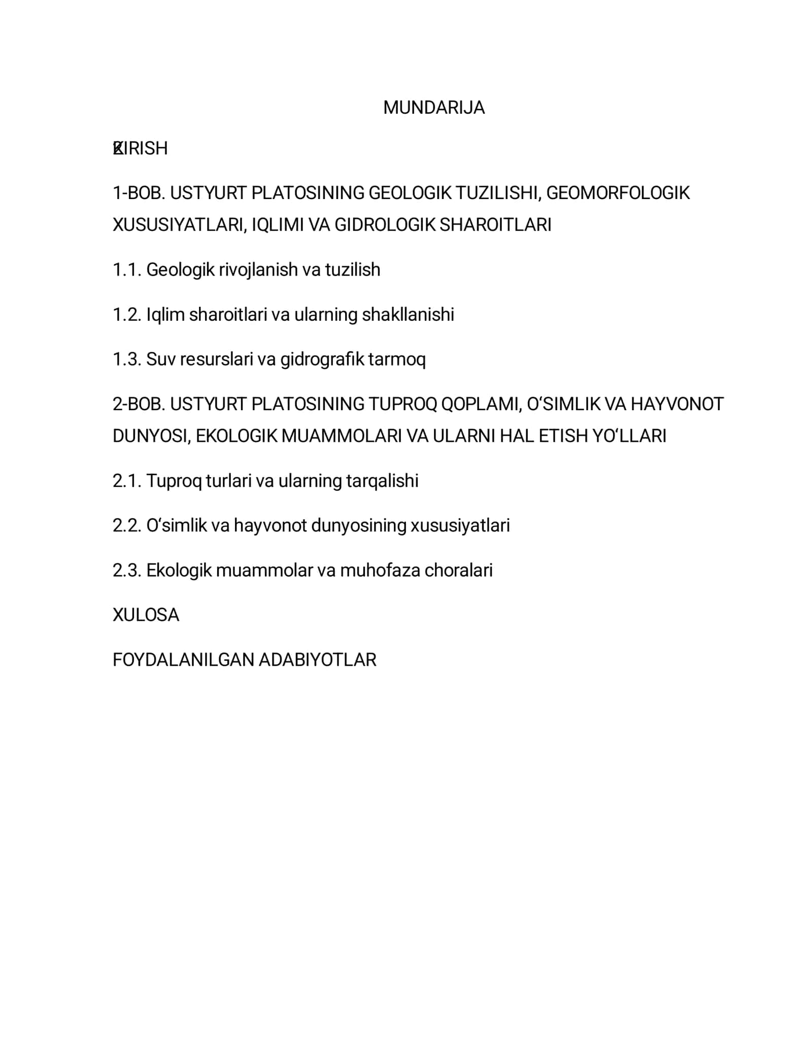 Ustyurt platosisining tuzilishi va iqlimi 1