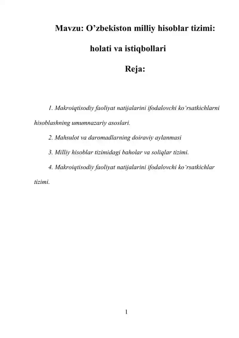 O’zbekiston milliy hisoblar tizimi 1