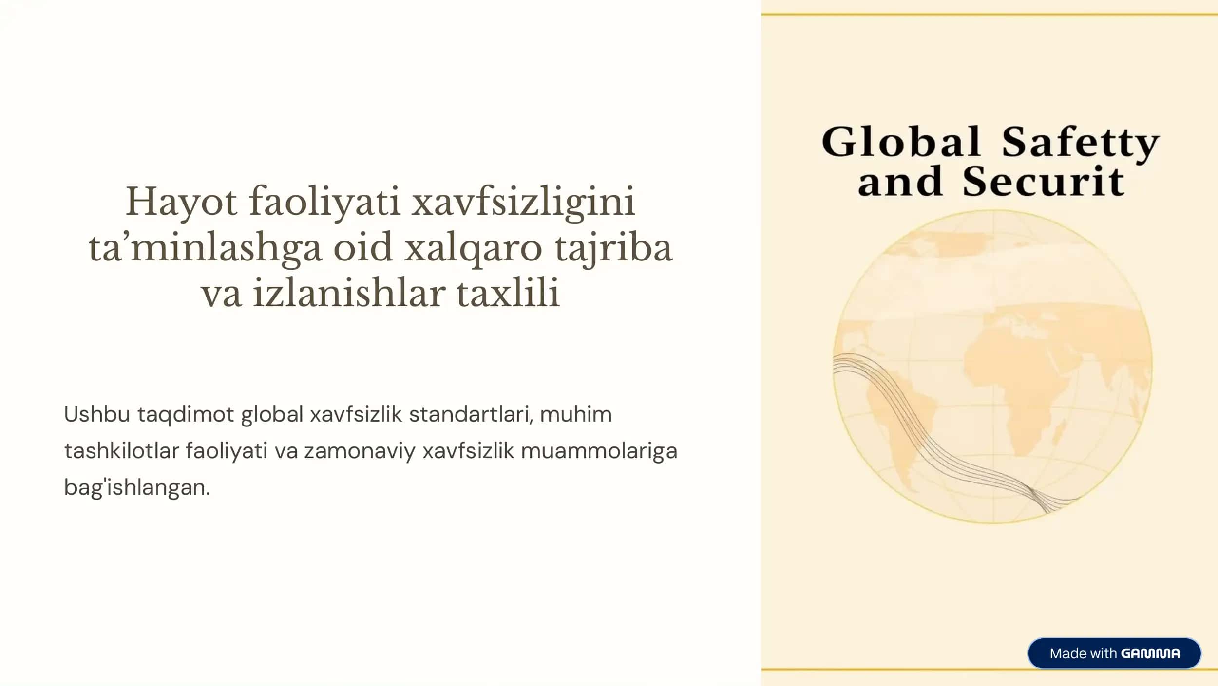 Hayot faoliyati xavfsizligini ta’minlashga oid xalqaro tajriba va izlanishlar taxlili 1