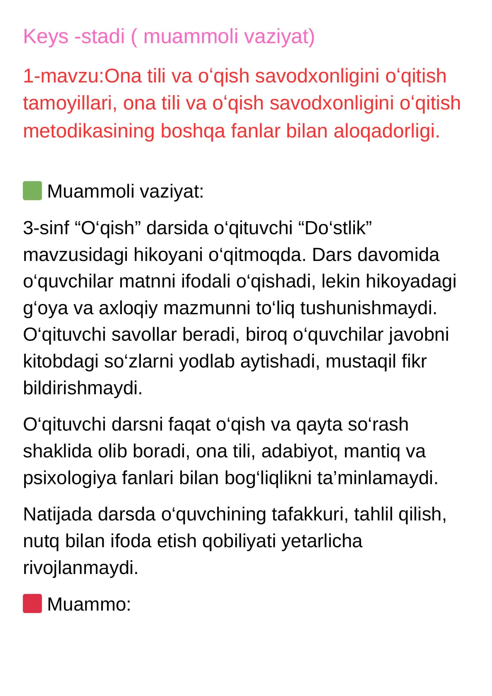 Ona tili va oʻqish savodxonligini oʻqitish tamoyillari 1