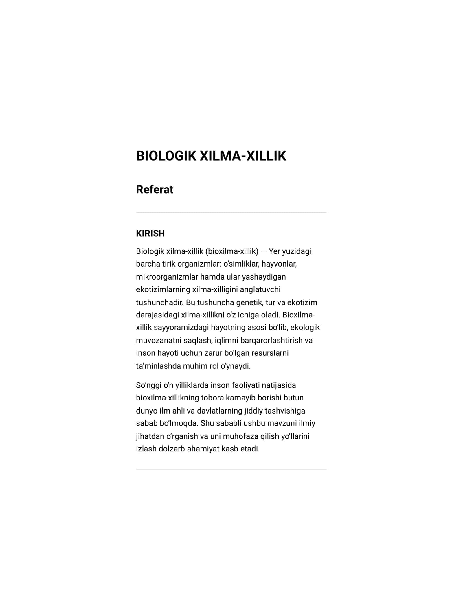 Referat biologik xilma xillig 1