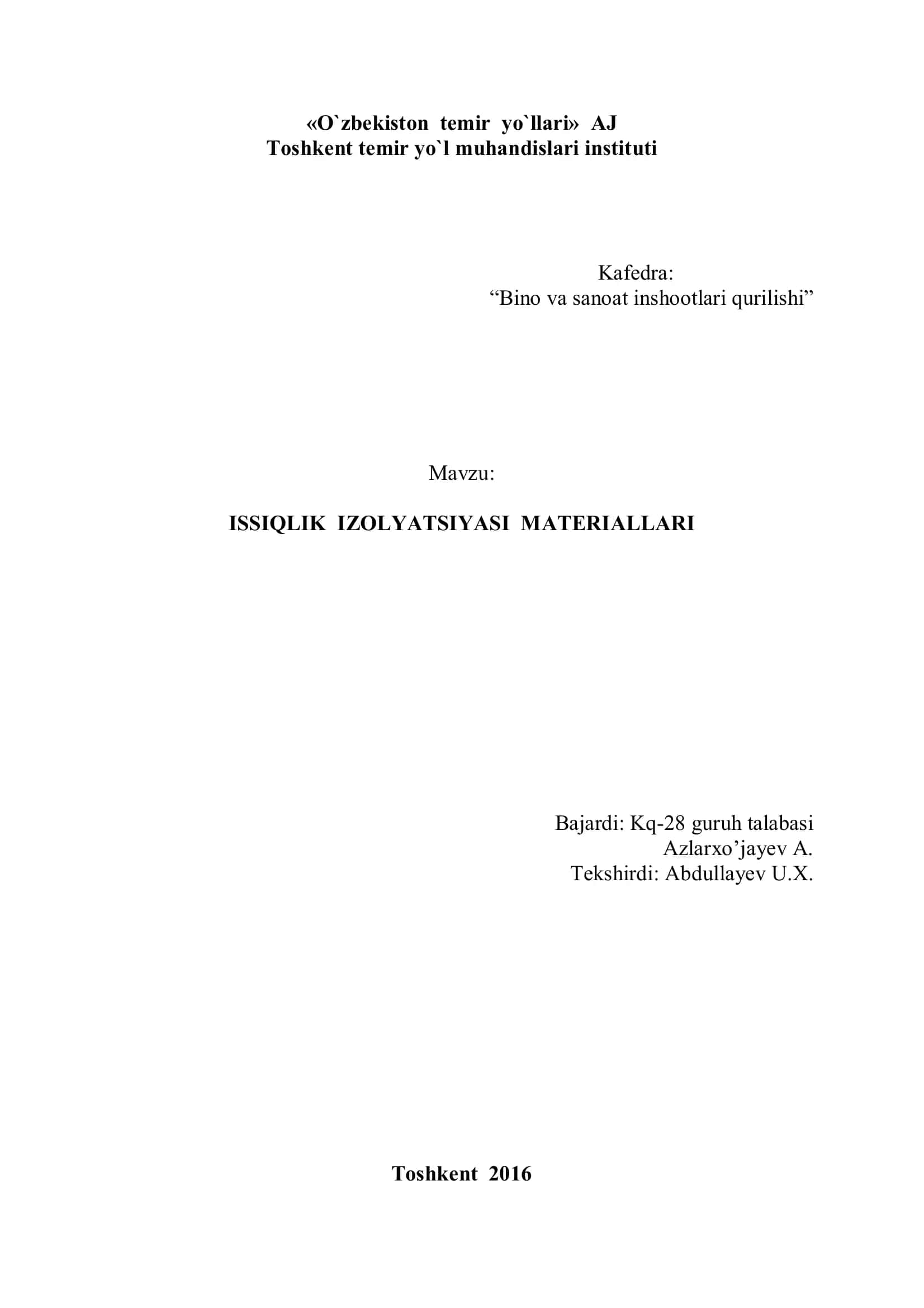 Issiqlik izolyatsiyasi materiallari 1