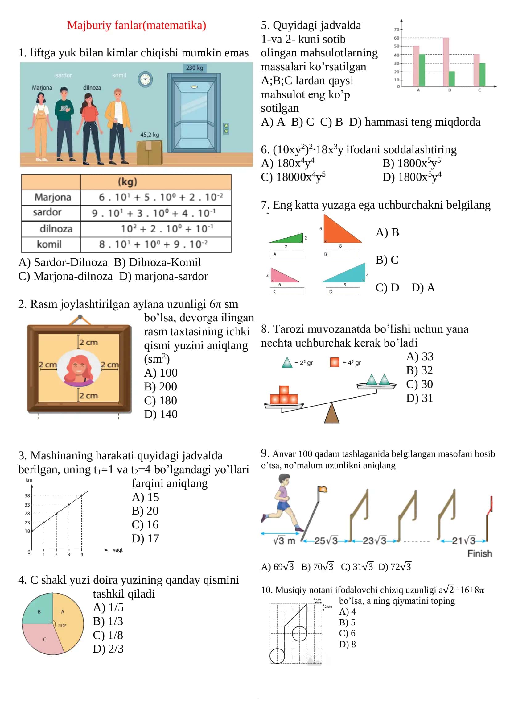 Majburiy fanlar(matematika) 1