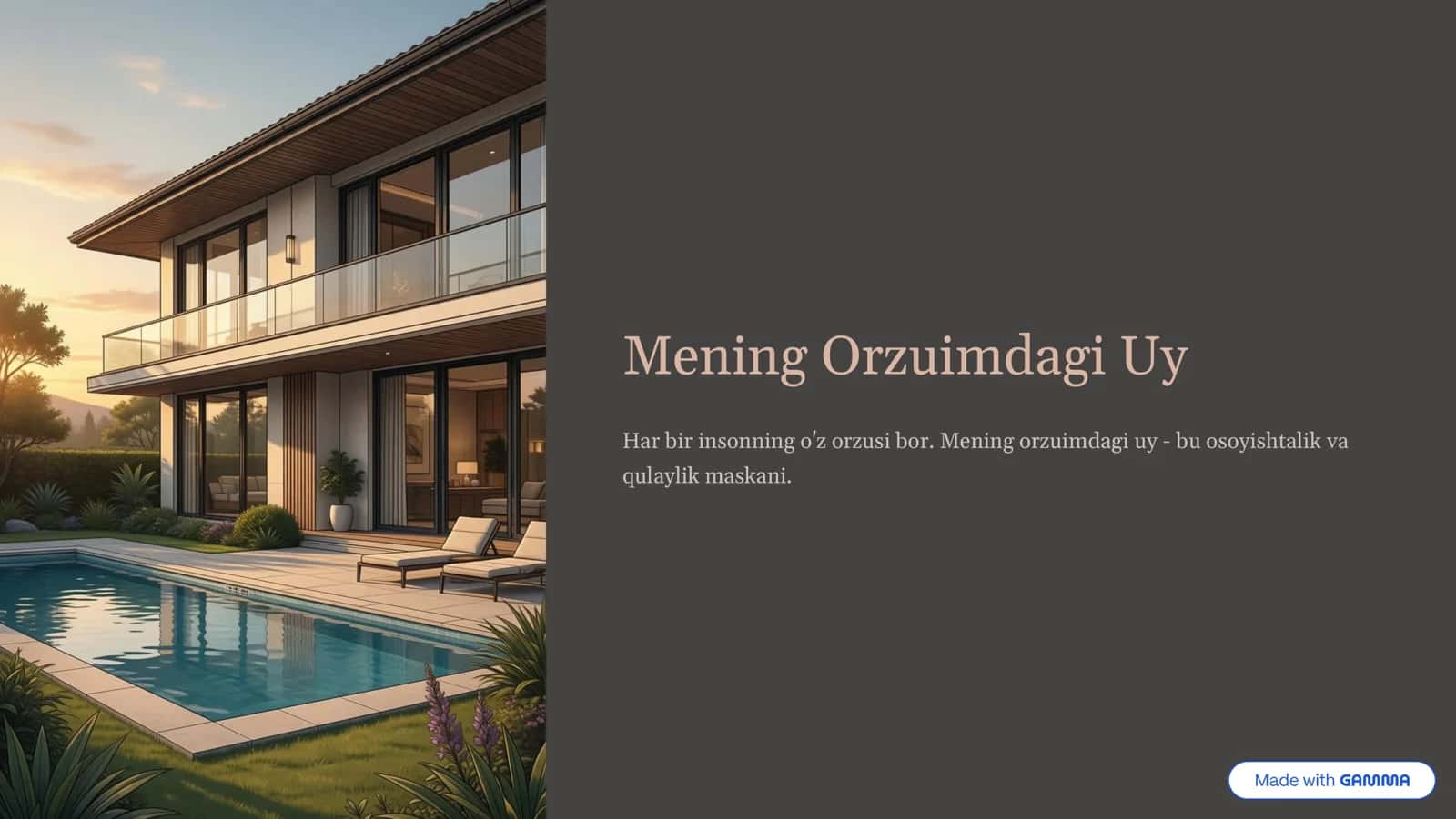 Mening Orzuimdagi Uy 1
