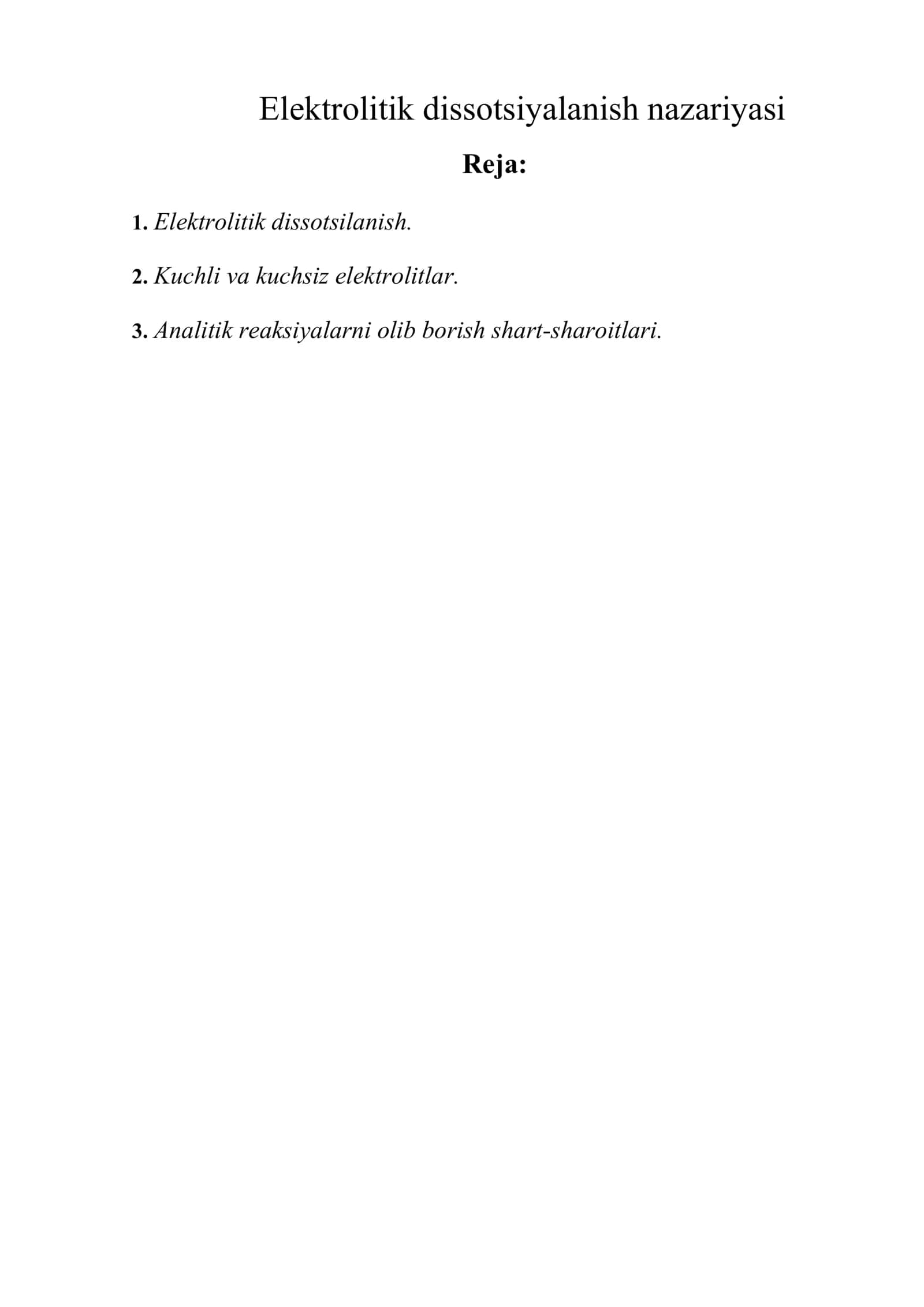 Elektrolitik dissotsiyalanish nazariyasi 1