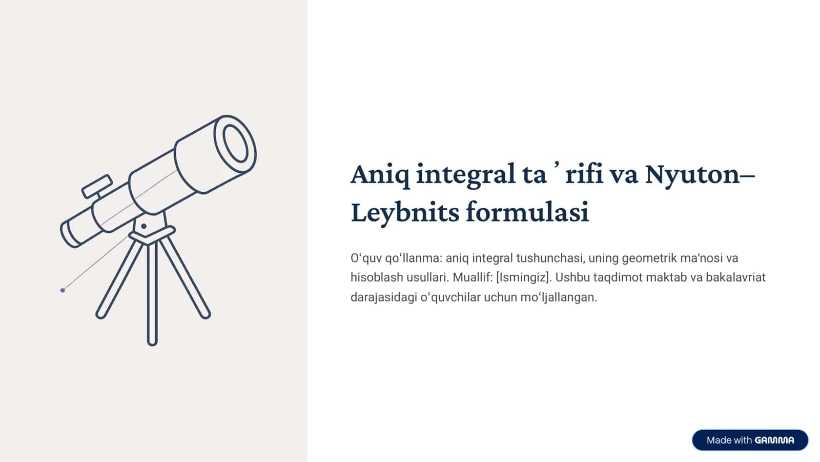 Aniq integral tarifi. 1