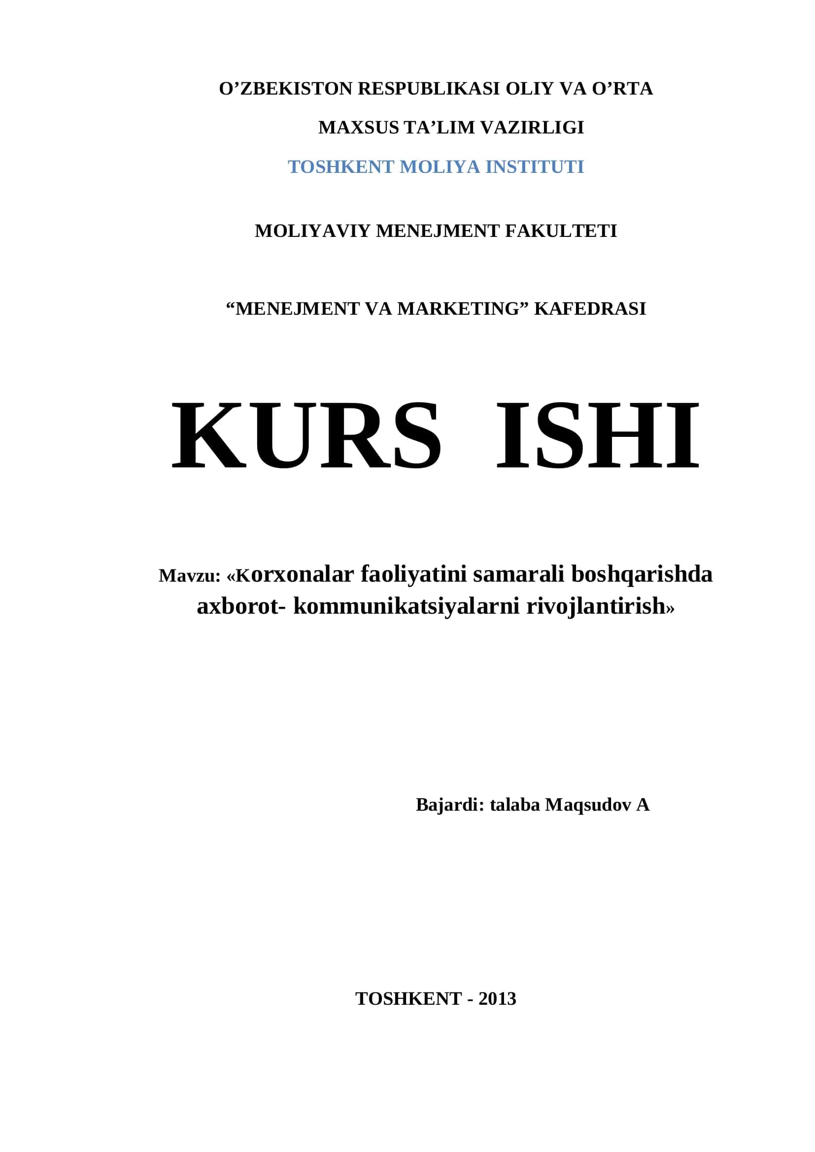 Korxonalar faoliyatini samarali boshqarishda axborot- kommunikatsiyalarni rivojlantirish 1