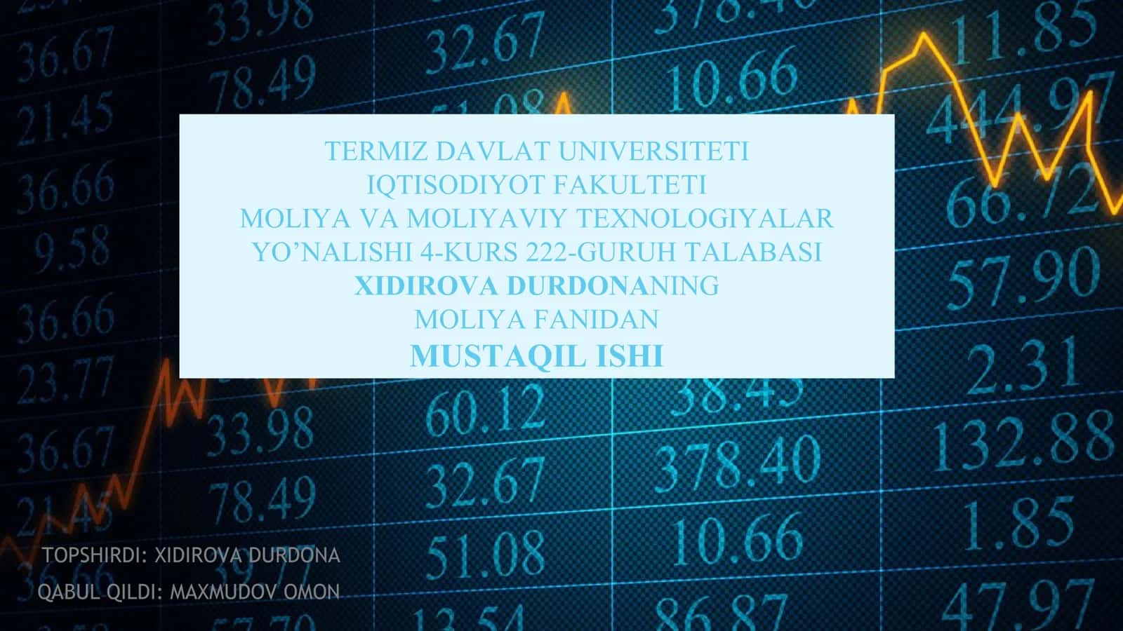 O‘zbekiston moliya bozorini rivojlantirish istiqbollari 1