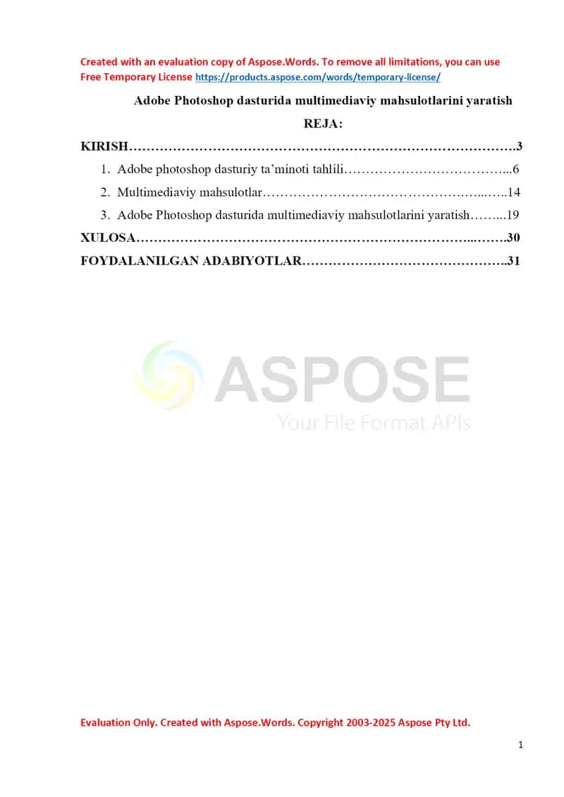 Adobe Photoshop dasturida multimediaviy mahsulotlarini yaratish 1