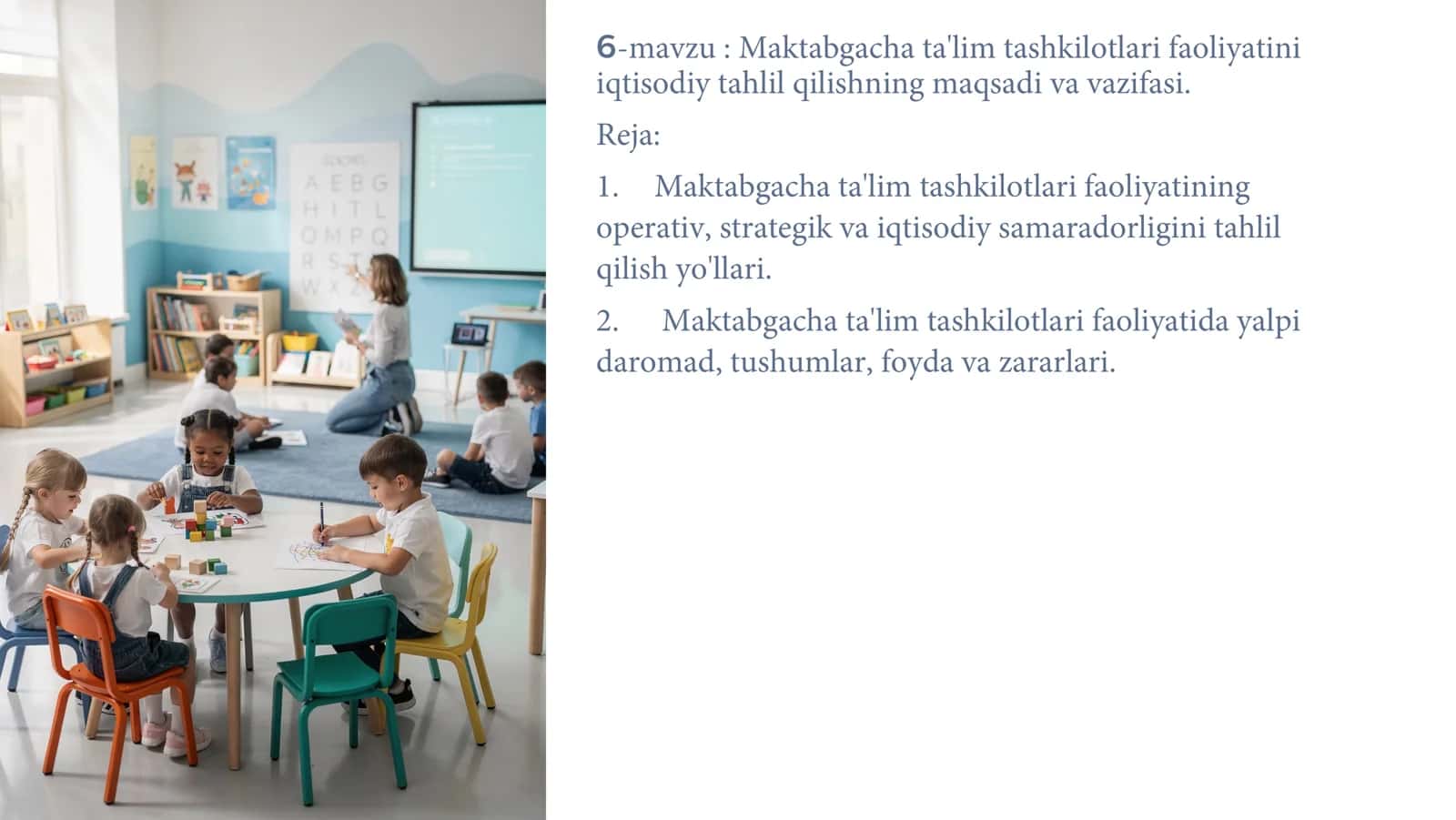 Maktabgacha ta'lim tashkilotlari faoliyatini iqtisodiy tahlil qilish 1