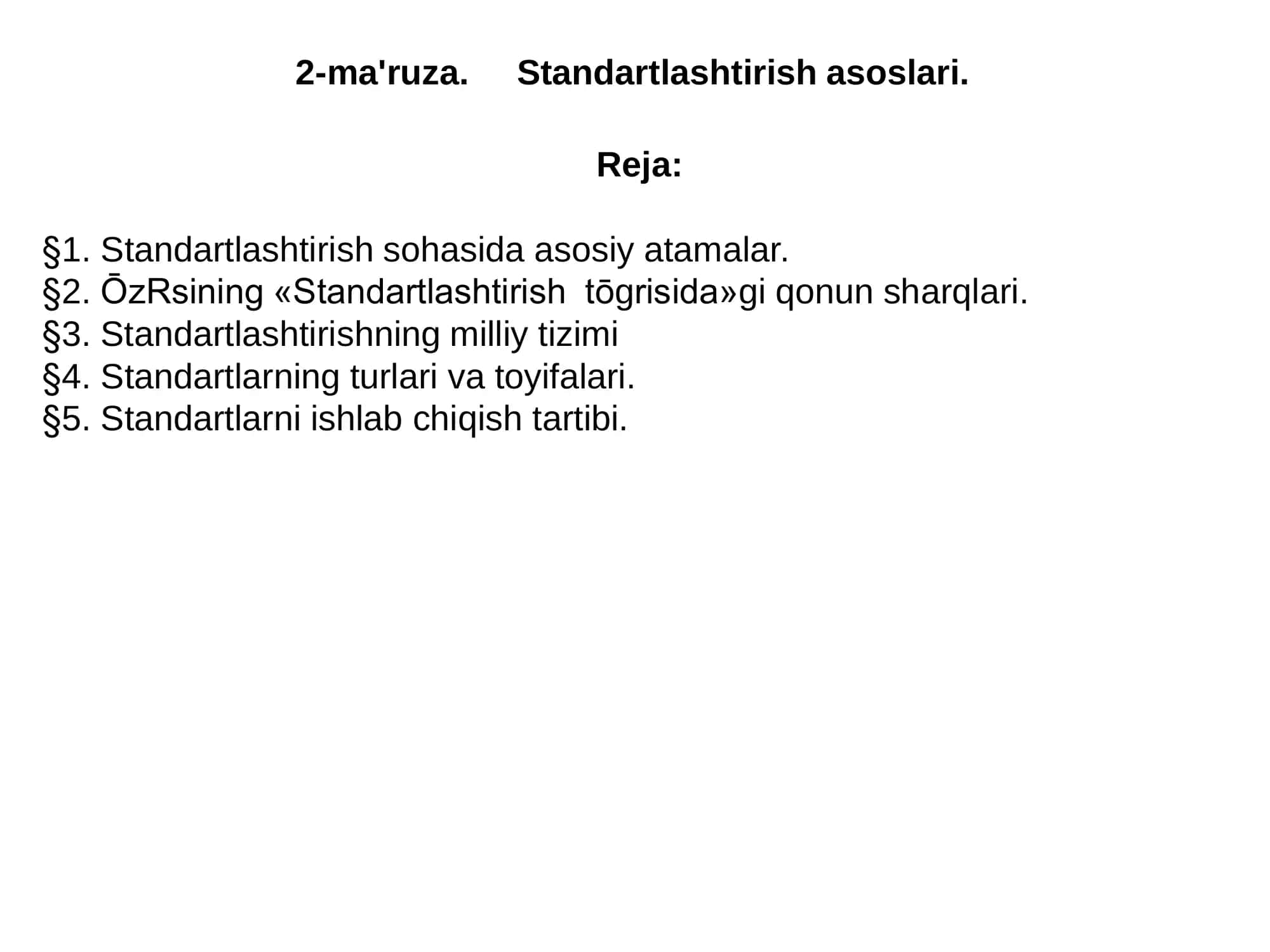 Standartlashtirish asoslari 1