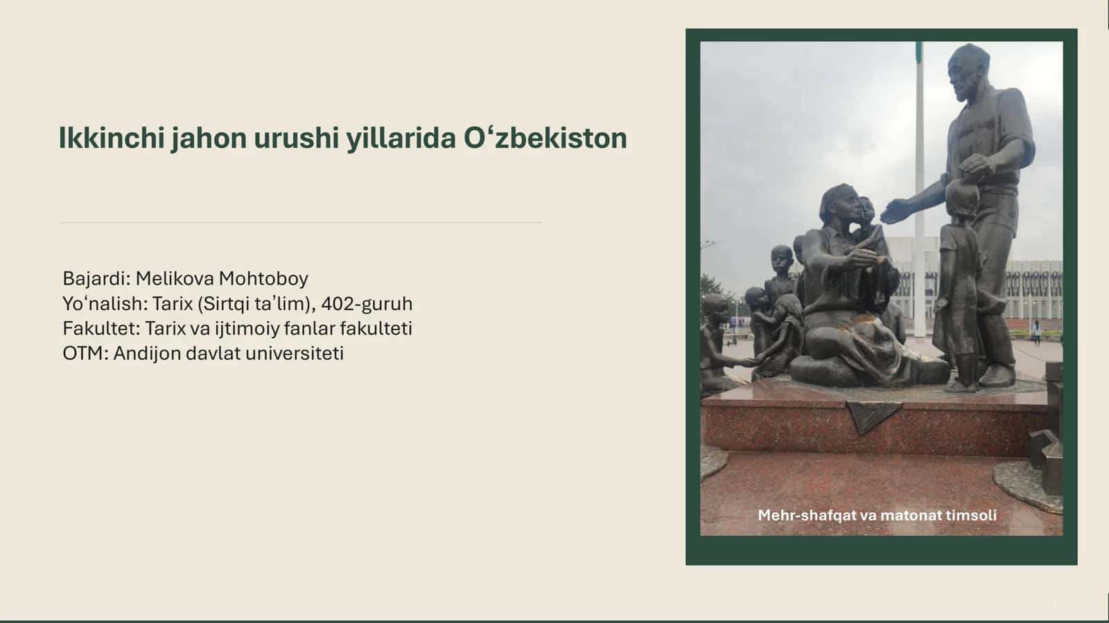 Oʻzbekistonning urushga tortilishi 1