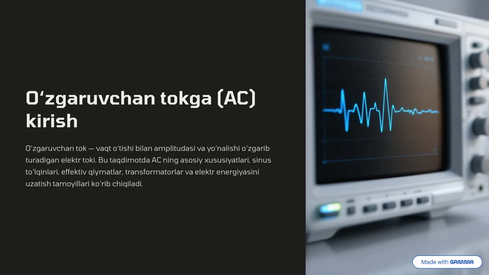 O‘zgaruvchan tokga (AC) 1