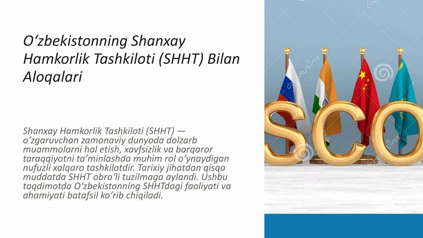 O'zbekistonning Shanxay Hamkorlik Tashkiloti (SHHT) 1