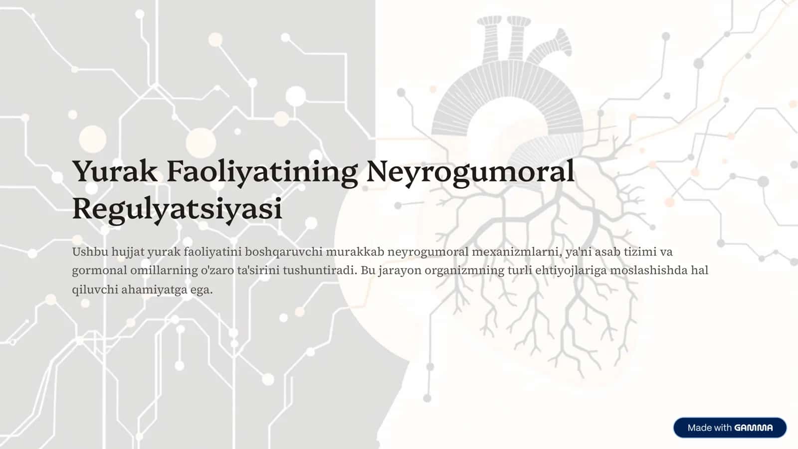 Yurak Faoliyatining Neyrogumoral Regulyatsiyasi 1