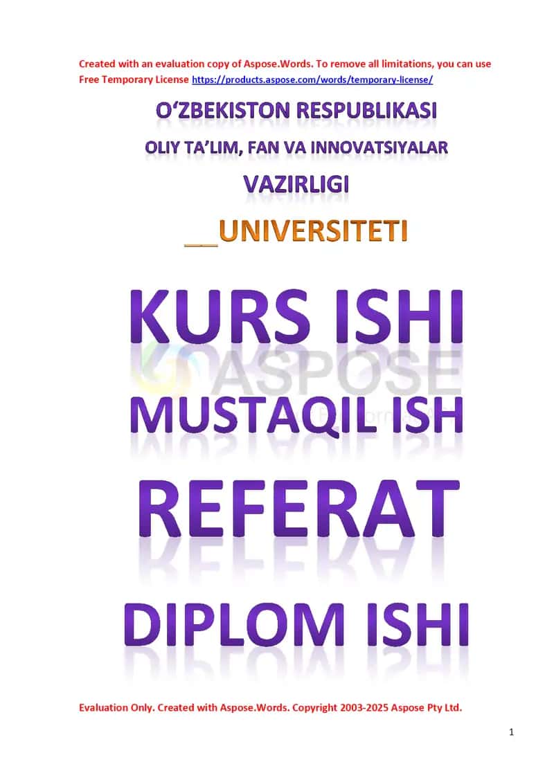 Kurs ishi: Faoliyat psixologiyasi 1