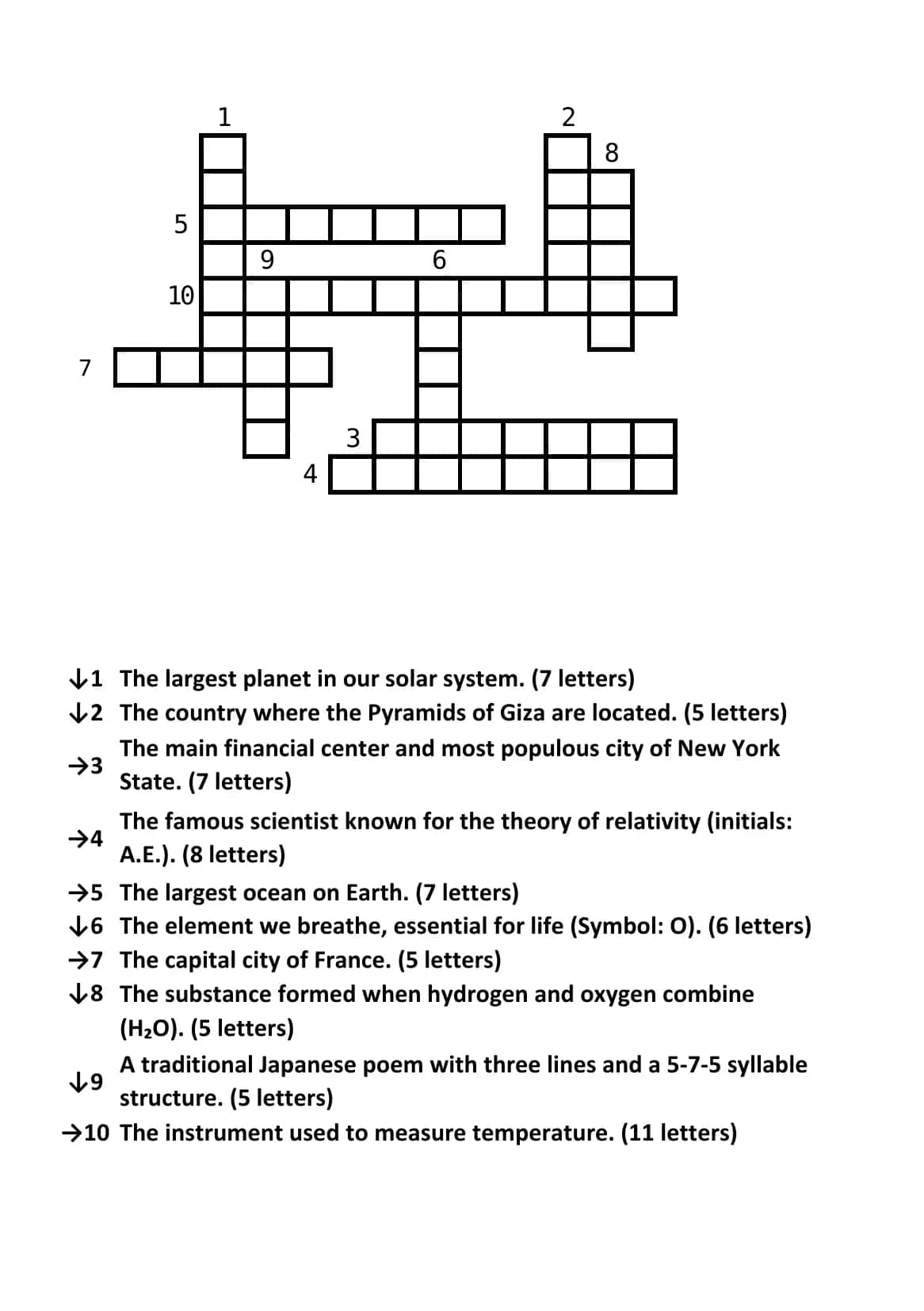 "Crossword" English Easy Level №6 1