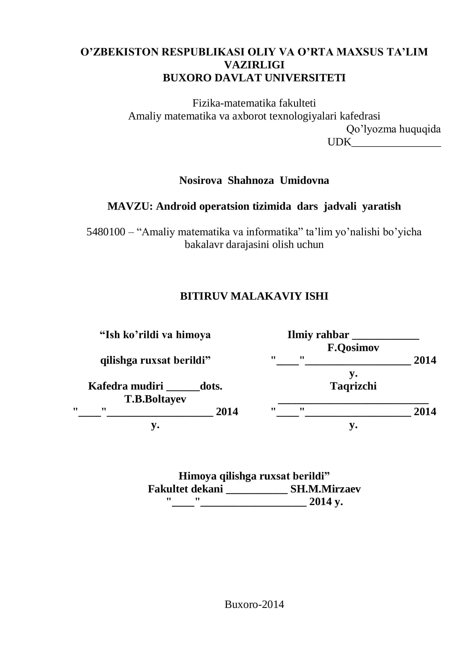 Android operatsion tizimida dars jadvali yaratish 1