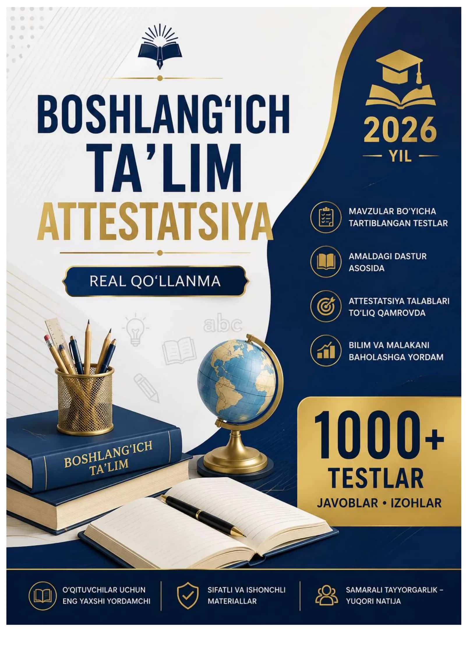 2026 YIL KUZGI ATTESTATSIYA SAVOLLARI  BOSHLANG'ICH TA'LIM 1000+ 1