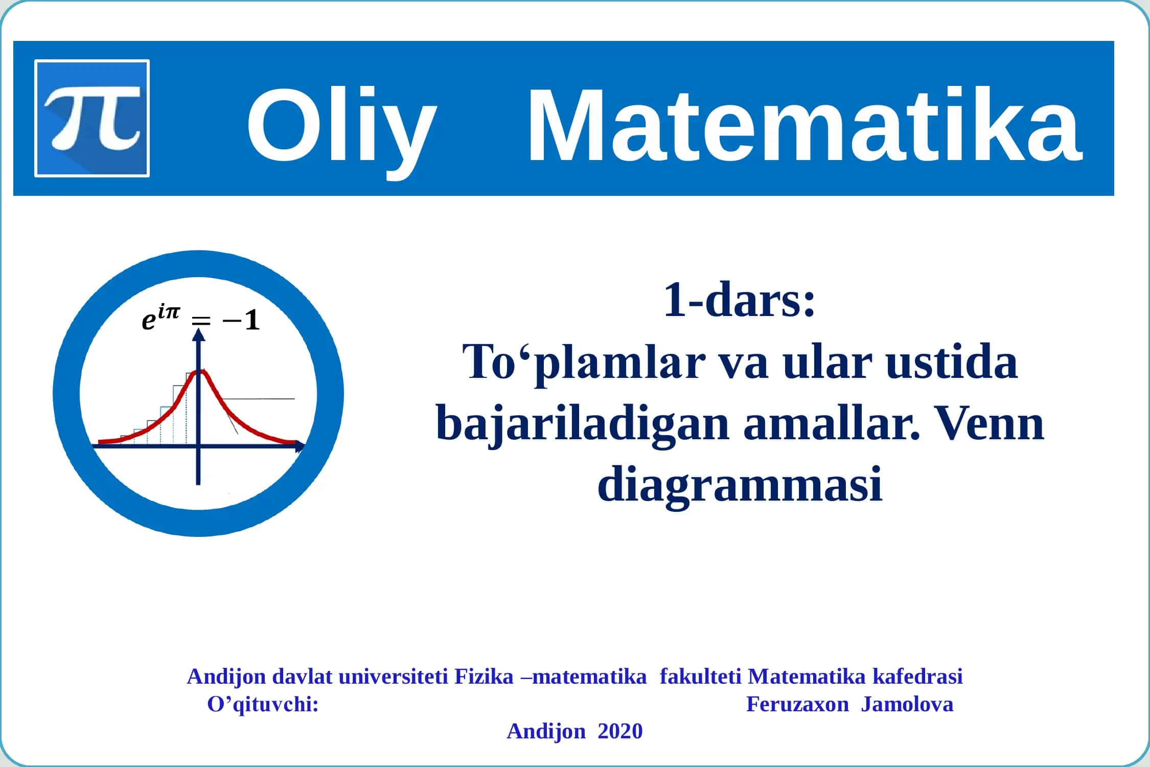 To‘plamlar va ular ustida bajariladigan amallar. Venn diagrammasi 1