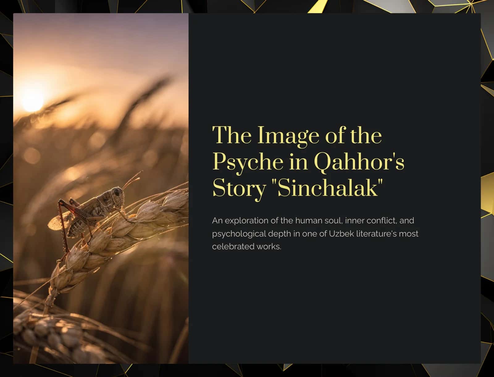 The Image of the Psyche in Qahhor's Story "Sinchalak" 1