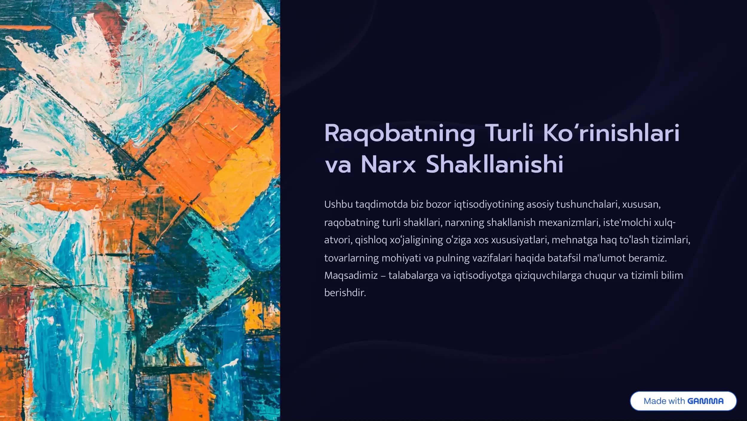 Raqobatning Turli Ko'rinishlari va Narx Shakllanishi 1