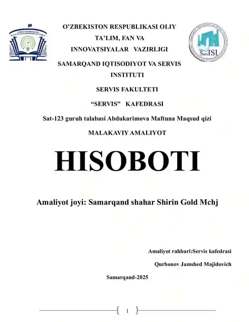 MALAKAVIY AMALIYOT HISOBOTI